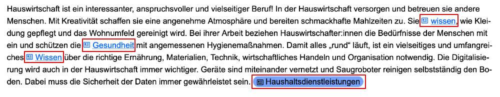 Screenshot mit 7 Zeilen Text. Im Fließtext sind Schaltflächen/Buttons zu sehen.